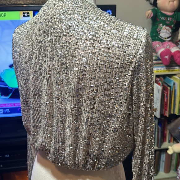 Beautiful H & M Sequined/Sparkly Gold & Silver Top XS Extra Small - Picture 7 of 11